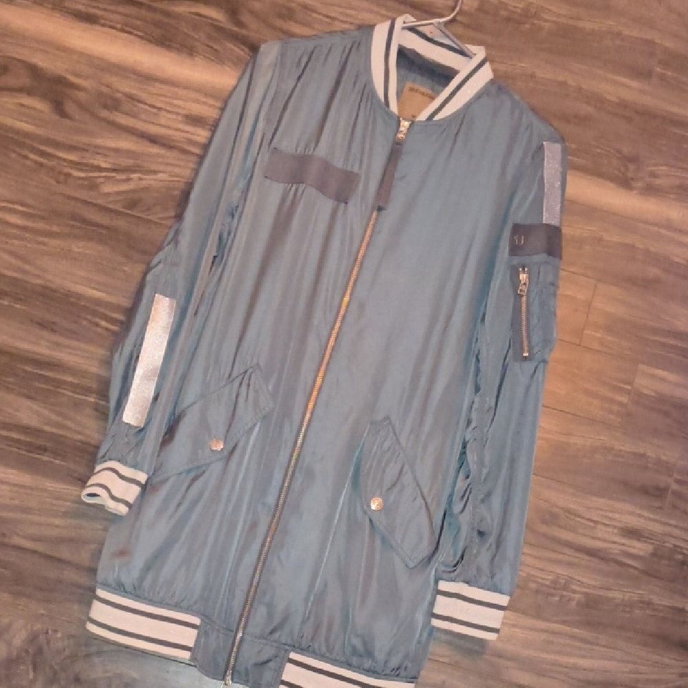 True Religion Women’s Long Bomber Jacket - Balsam Green - Size S - Picture 6 of 12